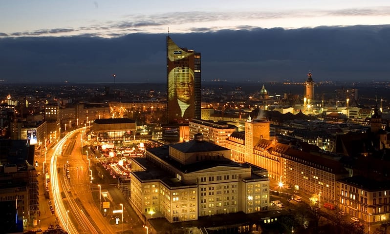 Projektion City Hochhaus Leipzig